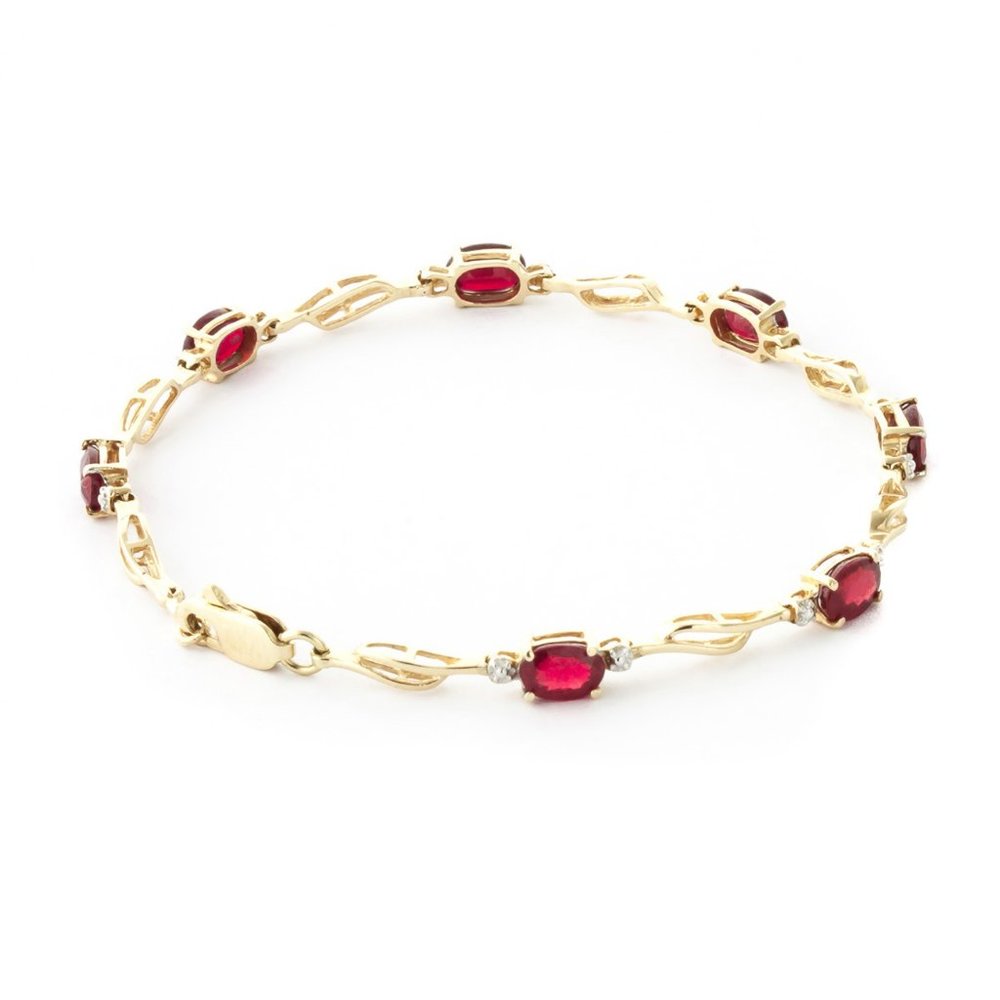 14k Gold Tennis Bracelet Rubies & Diamonds - Picture 5 of 9